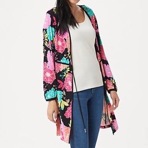 NWT - Susan Graver Tie Front Duster Petite M -long